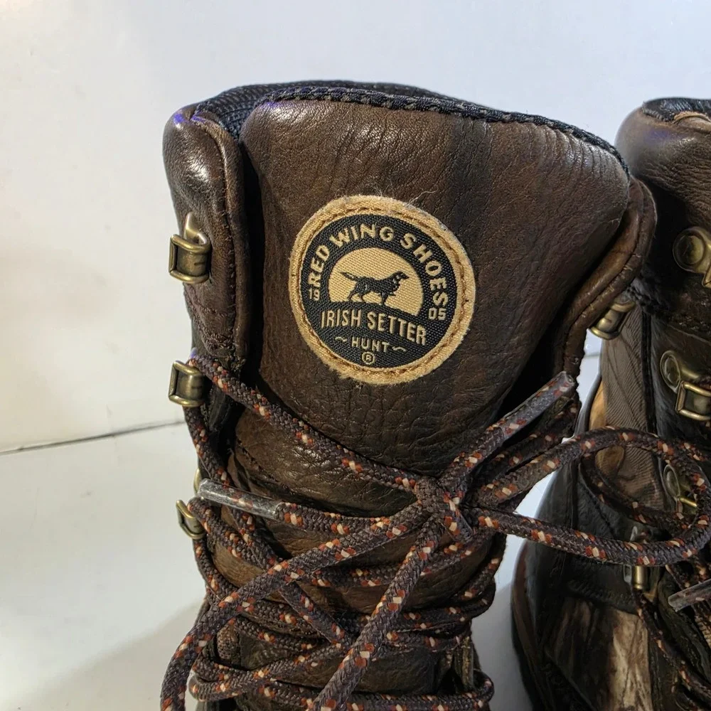 Red Wing Irish Setter Hunt Boots Mens 13 E2 Brown Leather Camo Waterproof 885